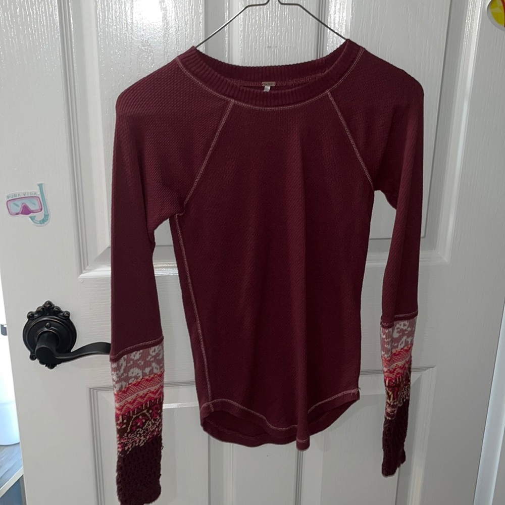 Red shirt with styled sleeves